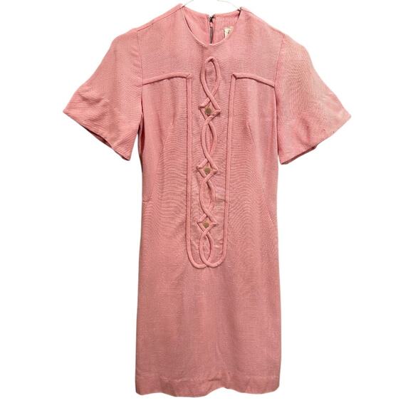 For JPs Only Womens Dress Pink Vintage Braided Front 60s Mod Style - Picture 1 of 9